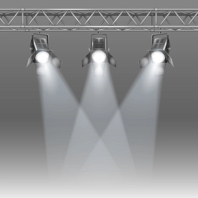 Show stage shined with projectors vector illustration