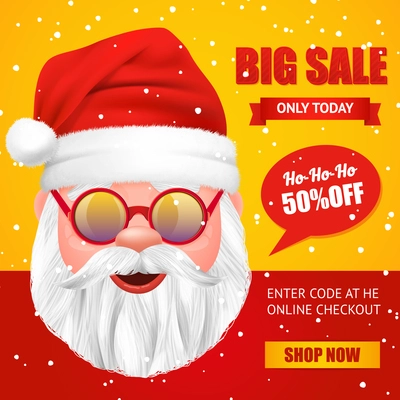 Santa Claus Christmas sale and special offer poster realistic vector illustration