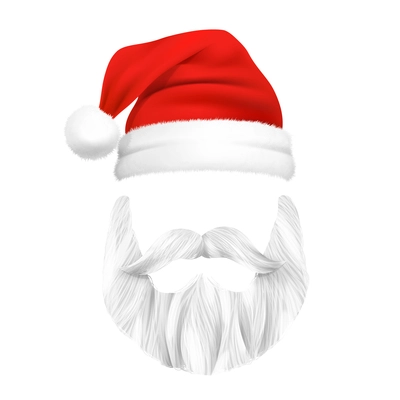 Santa Claus Christmas mask with beard and moustache isolated vector illustration