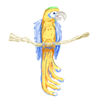 Vector Watercolor Parrot yellow with blue wings