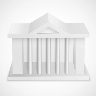 Bank icon white 3d building template isolated vector illustration