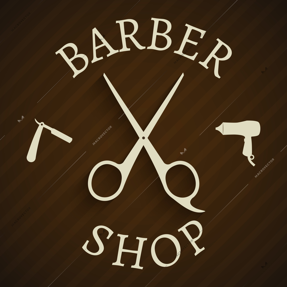 Hairdresser barber shop poster with razor and hair-dryer vector illustration