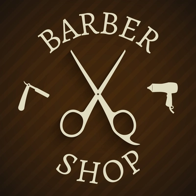 Hairdresser barber shop poster with razor and hair-dryer vector illustration