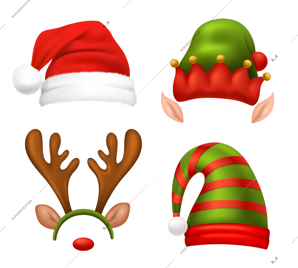 Santa Claus concept icons set with Christmas symbols realistic isolated vector illustration