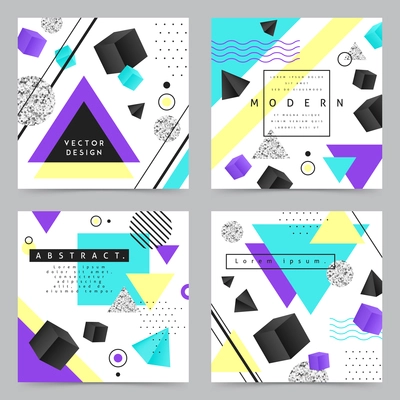 Abstract geometric shapes concept icons set flat isolated vector illustration