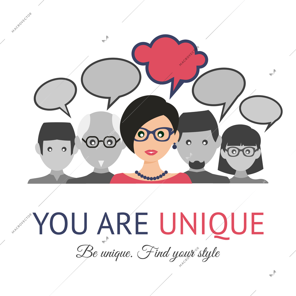 Business people group communication you are unique concept vector illustration