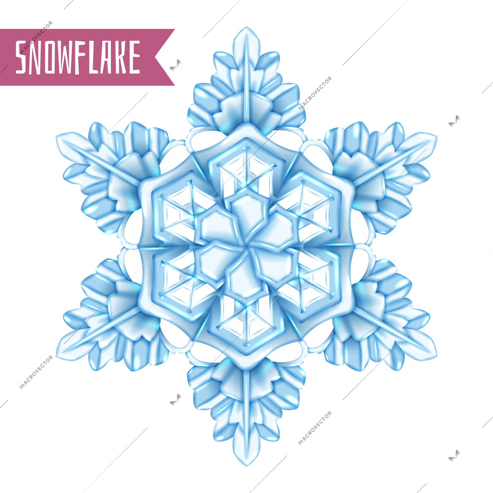 Realistic snowflake composition in light blue color with beautiful patterns and sizes vector illustration