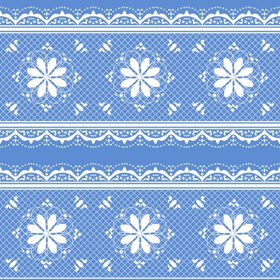 Vector lace white on blue floral pattern for design