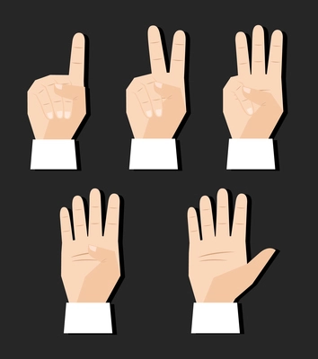 Hand counting finger signs set vector illustration