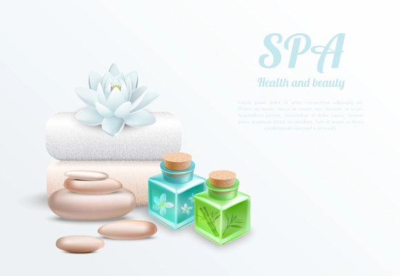 Spa gentle design concept with beauty health care and wellness therapy set realistic vector illustration