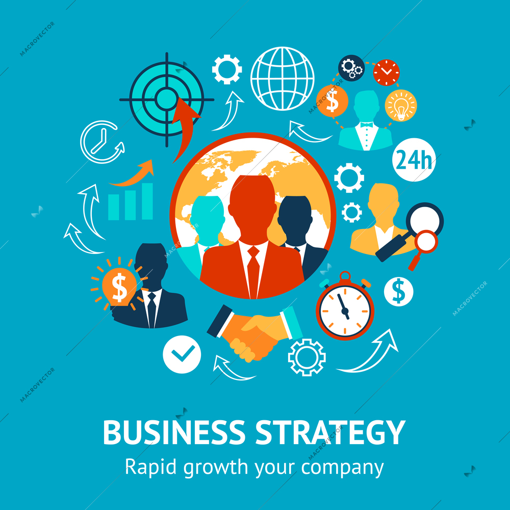 Business and management modern strategy rapid growth of your company concept vector illustration