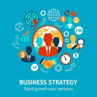 Business and management modern strategy rapid growth of your company concept vector illustration