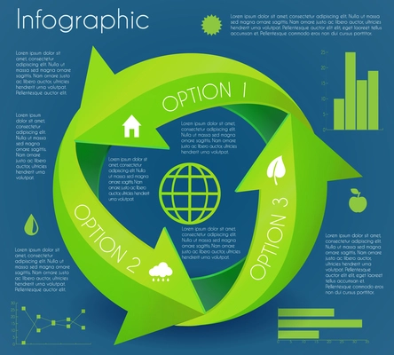 Infographic green arrow circle eco cycle production presentation chart vector illustration