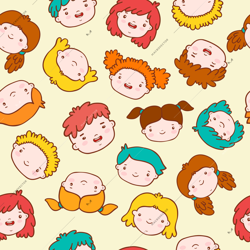 Funny seamless background with doodle kids vector illustration