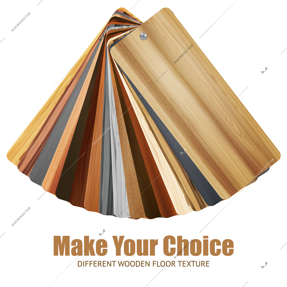 Wooden texture color palette composition with bunch of test wood plates for selection of decorative patterns vector illustration