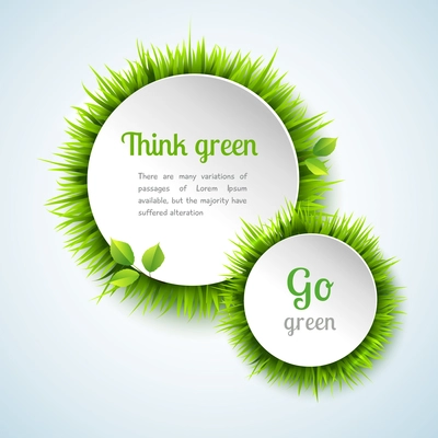 Go green concept with summer grass circle decoration frame design vector illustration