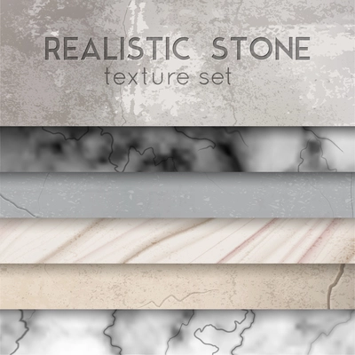 Stone texture for modern interior walls bathroom shower tiles and outdoor decorative elements horizontal set vector illustration