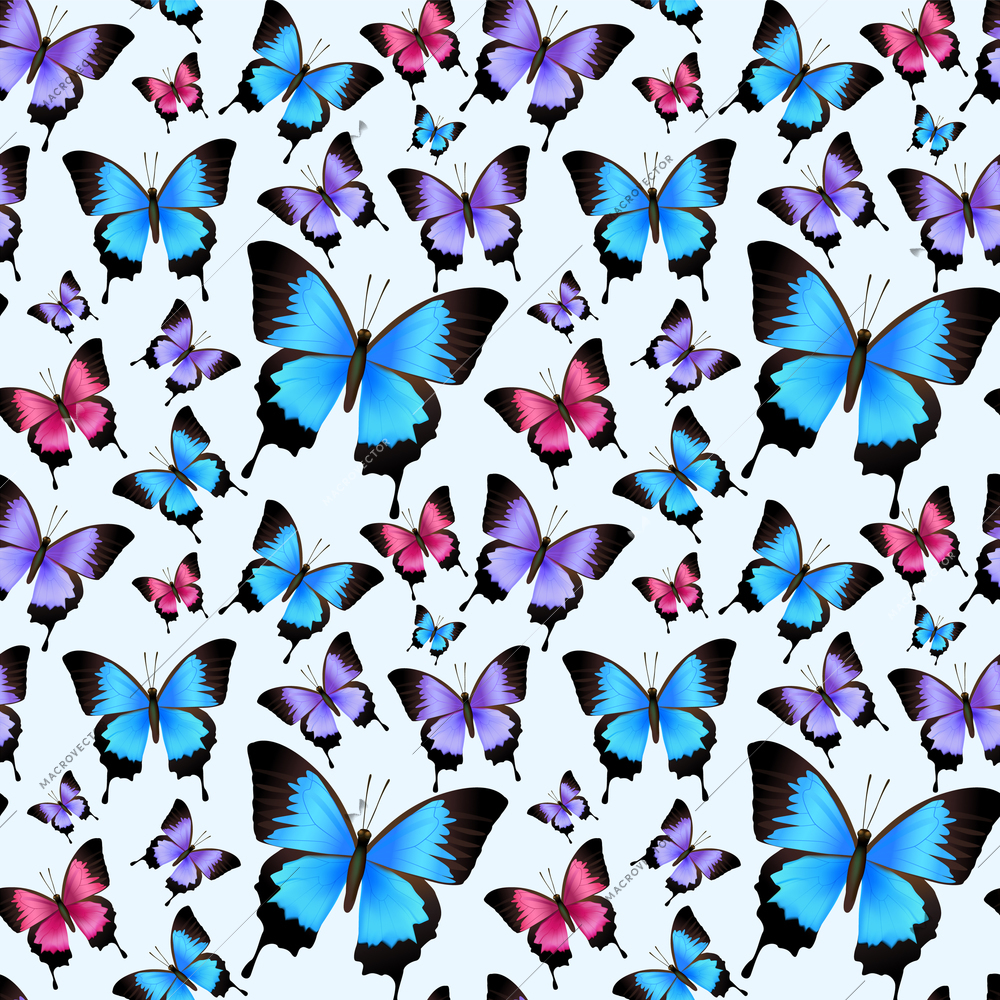 Decorative festive trendy colorful butterflies seamless design pattern vector illustration.