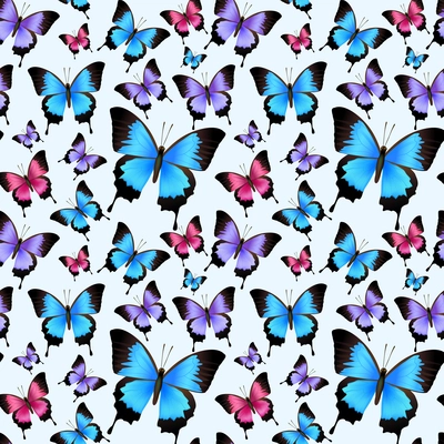 Decorative festive trendy colorful butterflies seamless design pattern vector illustration.