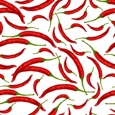 Vegetable organic food red chili pepper seamless pattern vector illustration