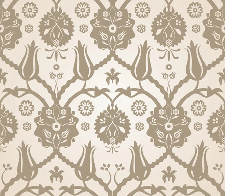 Vector seamless beige reflection floral pattern background