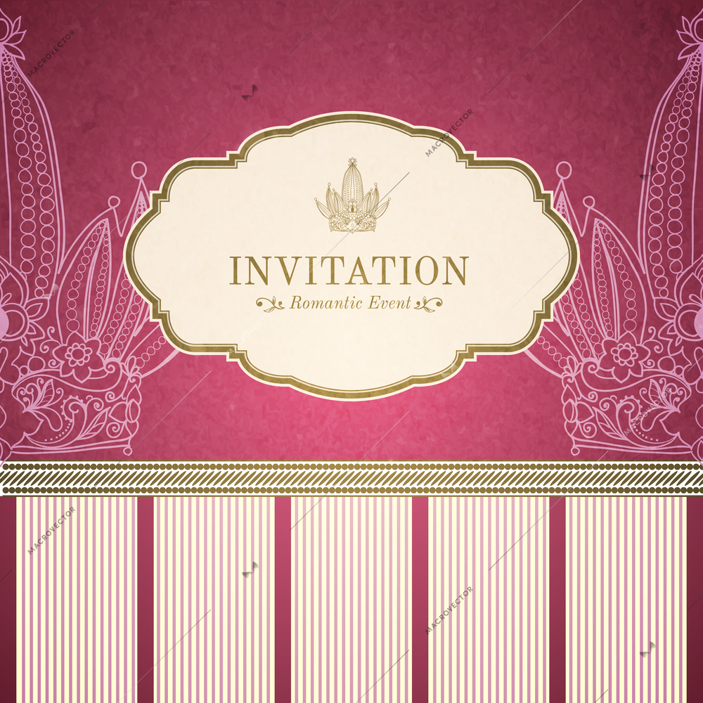 Retro princess invitation template vector illustration