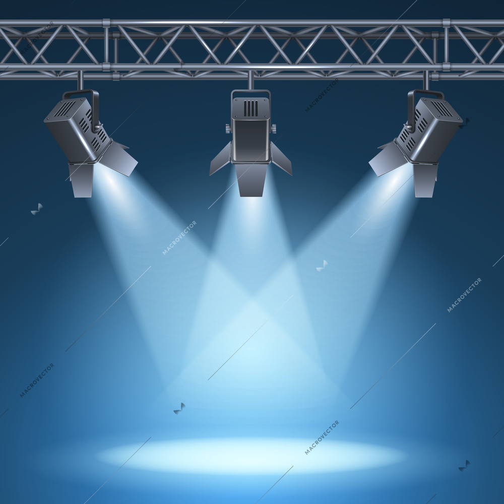 Blank stage with bright lights vector illustration