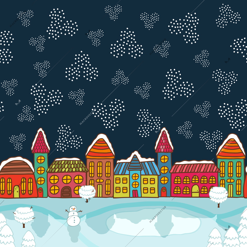 Christmas house background vector illustration