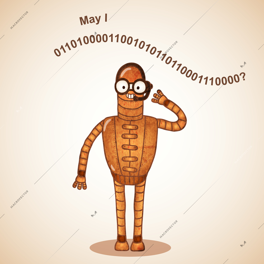 Help desk robot ready for service vector illustration