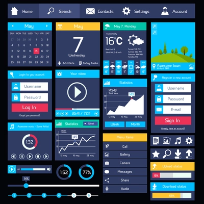 Flat user interface modern mobile design template with business applications vector illustration