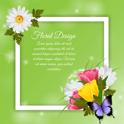 8 march holiday realistic frame with colorful floral design and text field on green background vector illustration