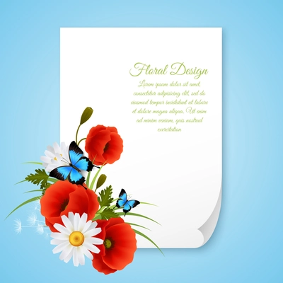 Realistic 8 march postcard template with floral design and text on blue background vector illustration