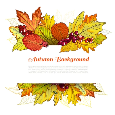 Autumn border with leaves, blank template vector illustration