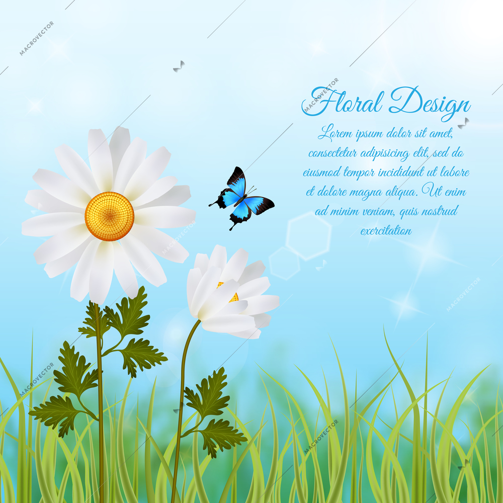 Realistic background to march 8th holiday with floral design and text field vector illustration