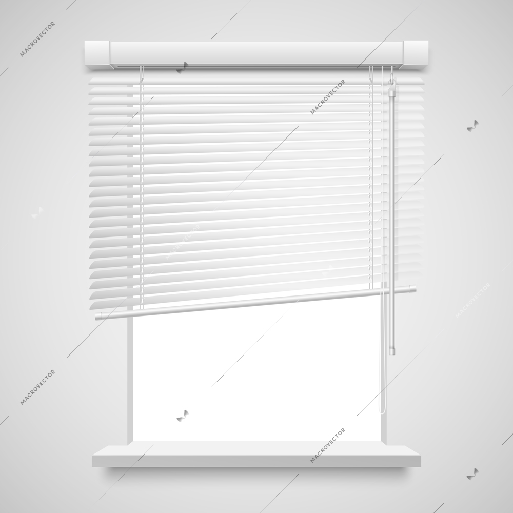 Realistic home related blinds vector illustration isolated on white.