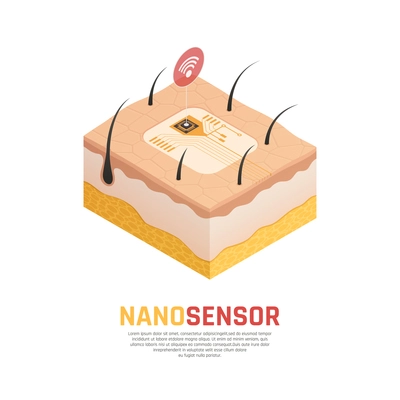 Nanotechnology based chemical and biological sensors isometric composition with carbon nano tubes detecting elements vector illustration