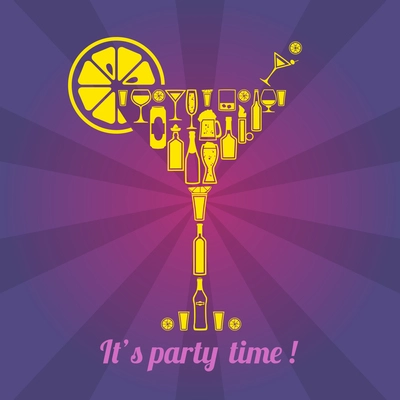 Martini glass made of cocktails icons party time concept vector illustration