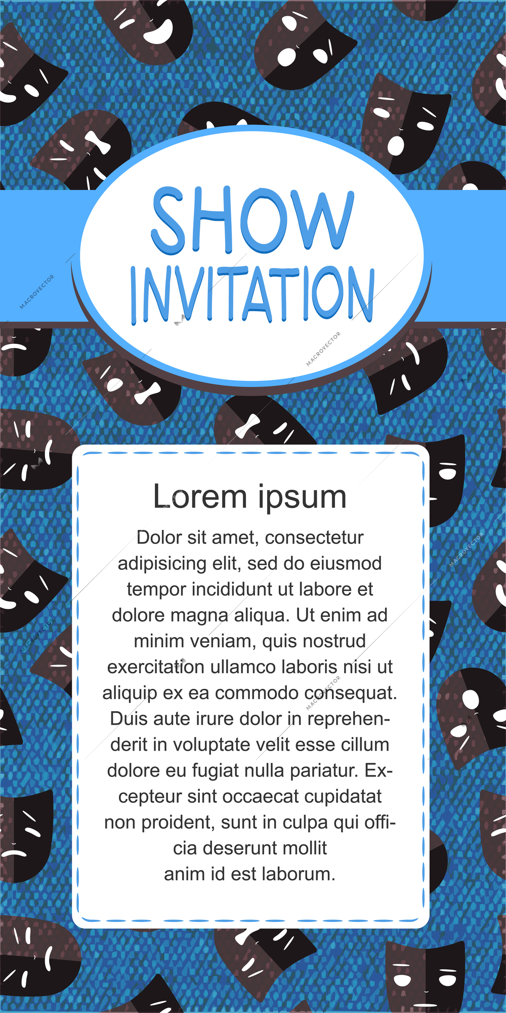 Theater show invitation for drama and humor vector illustration