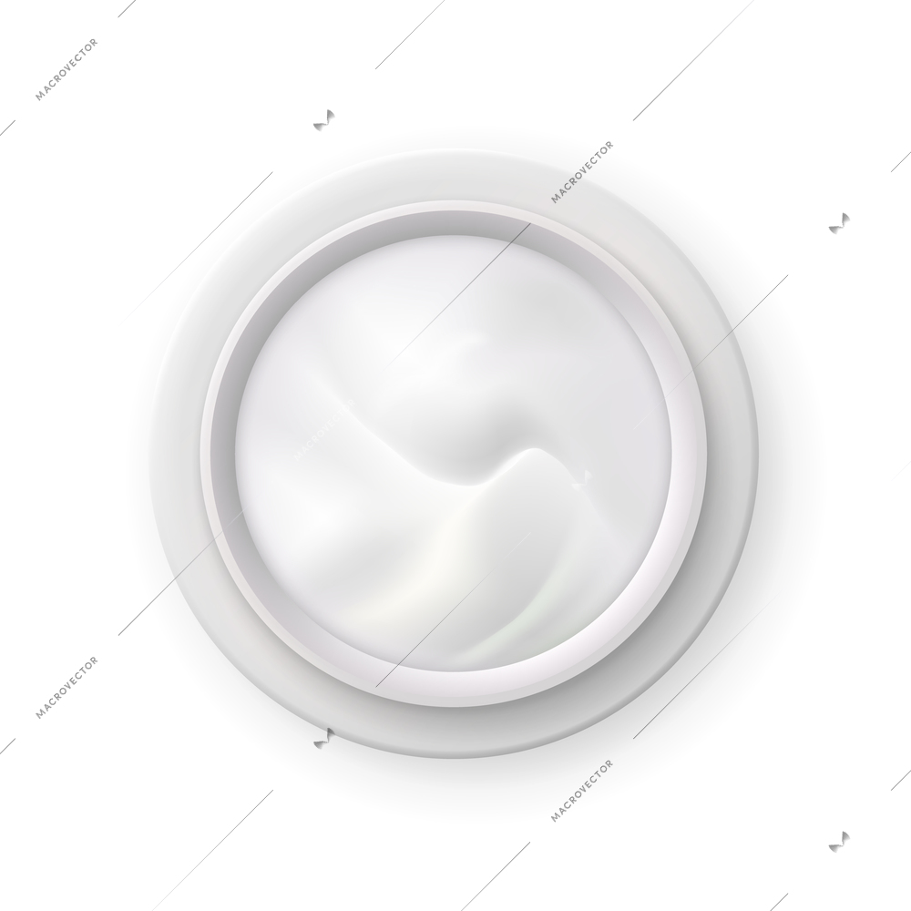 White nourishing cream in opened jar top view realistic image of skin care cosmetics product vector illustration