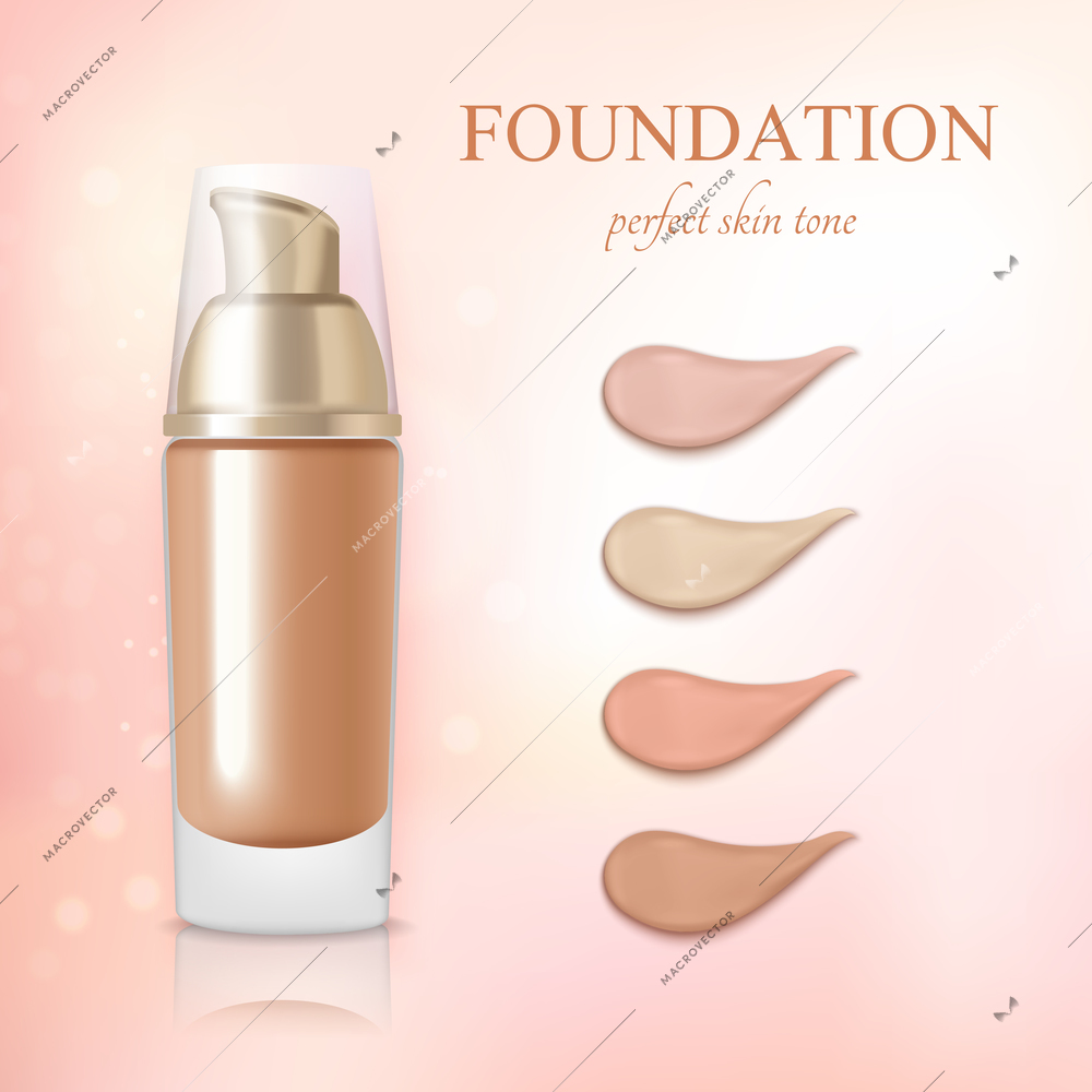 Cosmetic foundation concealer cream color samples realistic commercial advertisement background poster vector illustration