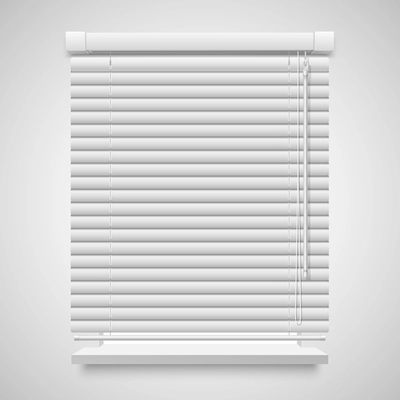 Realistic closed shutters window, front view vector illustration isolated on white