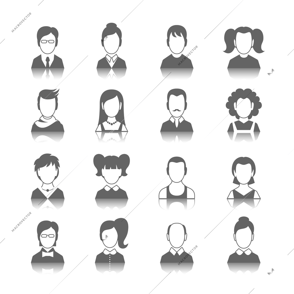 Decorative social media forums blog users profile avatar trendy hairstyle graphic design icons collection isolated vector illustration