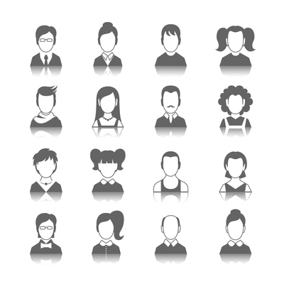 Decorative social media forums blog users profile avatar trendy hairstyle graphic design icons collection isolated vector illustration