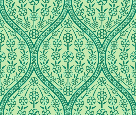 Vector Green Oriental floral seamless pattern wallpaper