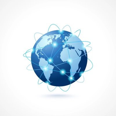 Network globe sphere earth map icon social media technology concept vector illustration