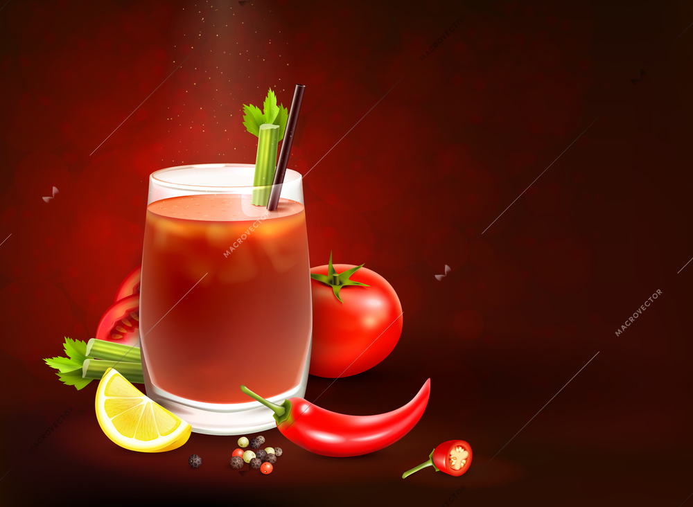 Cocktails realistic composition with different ingredients for mixing beverage vegetables and citrus fruits vector illustration