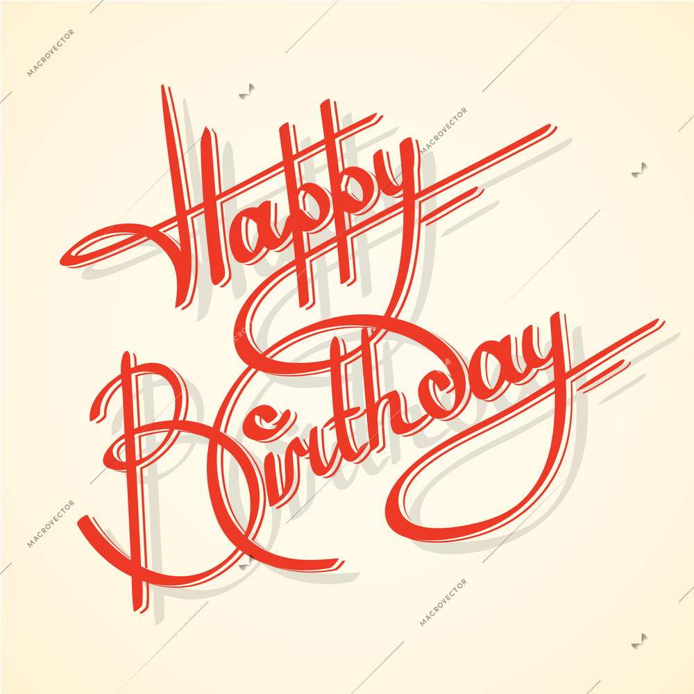 Calligraphy happy birthday ornate lettering postcard template vector illustration