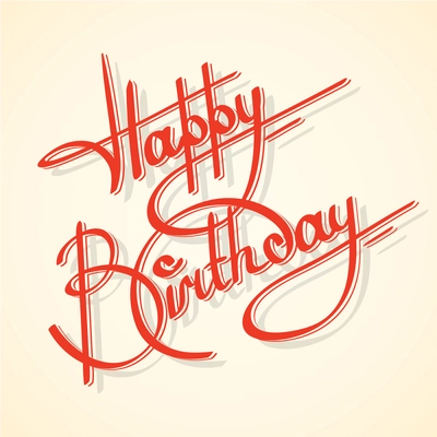 Calligraphy happy birthday ornate lettering postcard template vector illustration