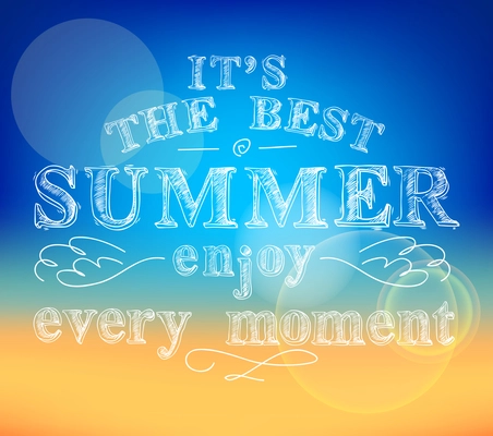 Best summer enjoy every moment poster with abstract sea background vector illustration