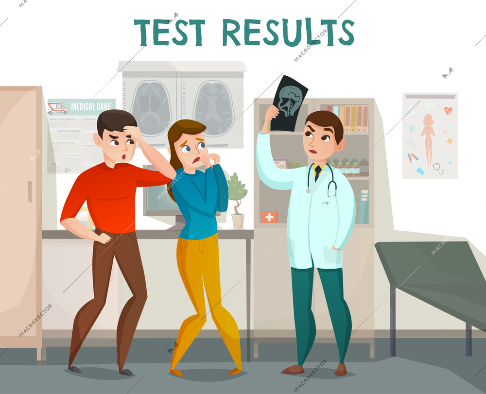 People and emotions with medical test results symbols flat vector illustration